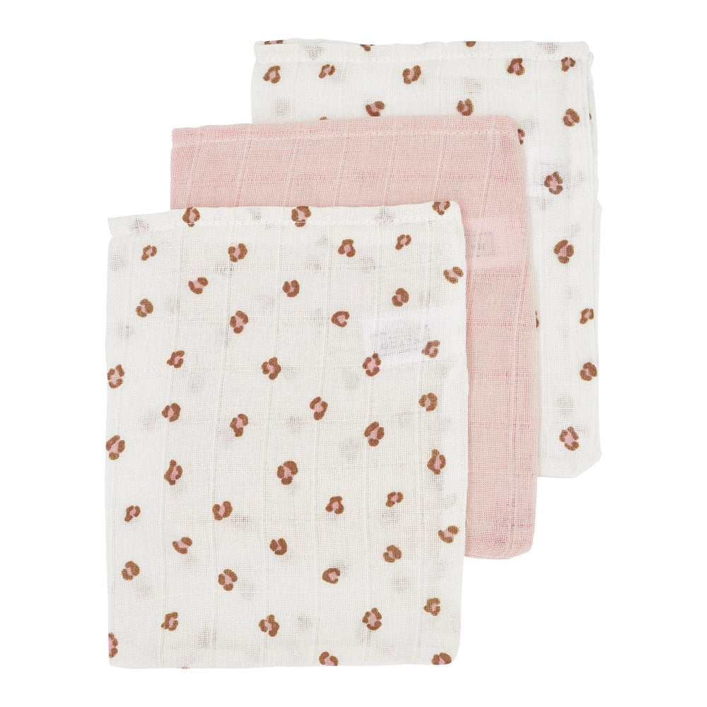 3 gants de toilette hydrophiles - Mini Panther rose doux