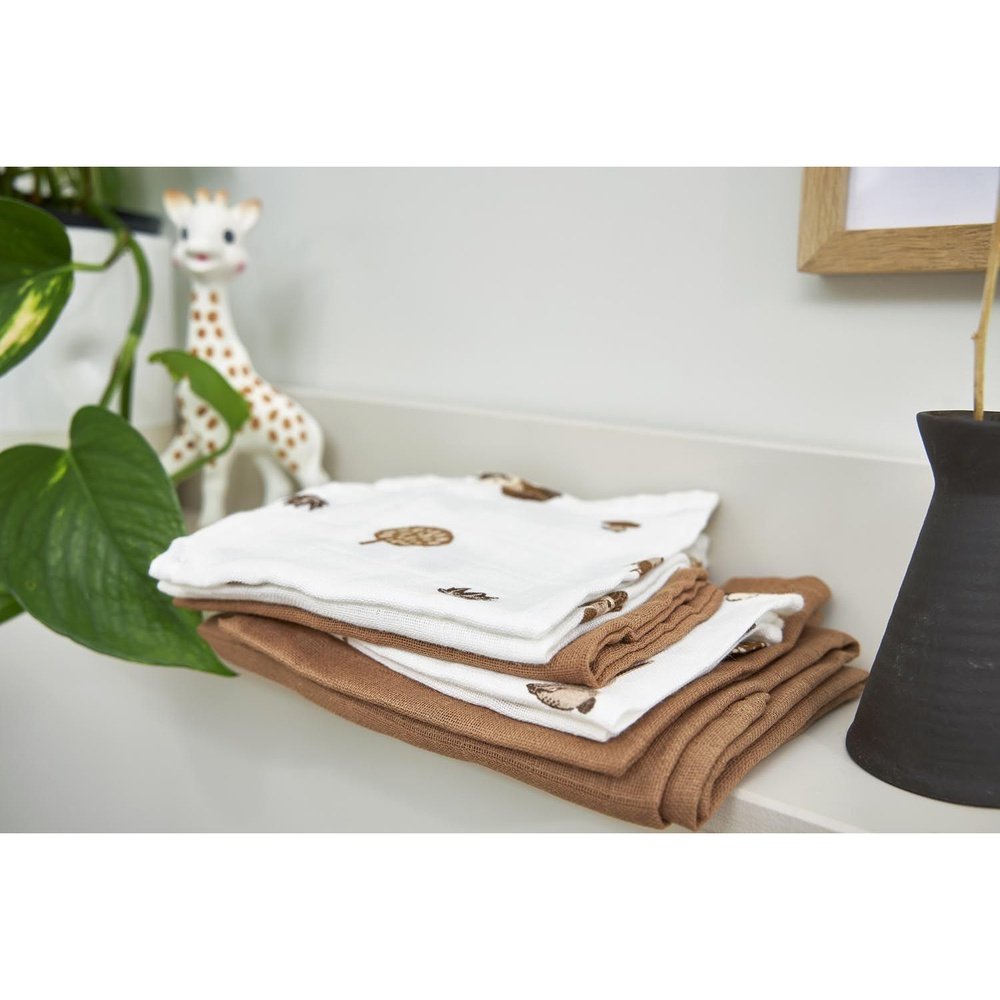 Gants de toilette en mousseline - Animaux de la forêt - lot de 3