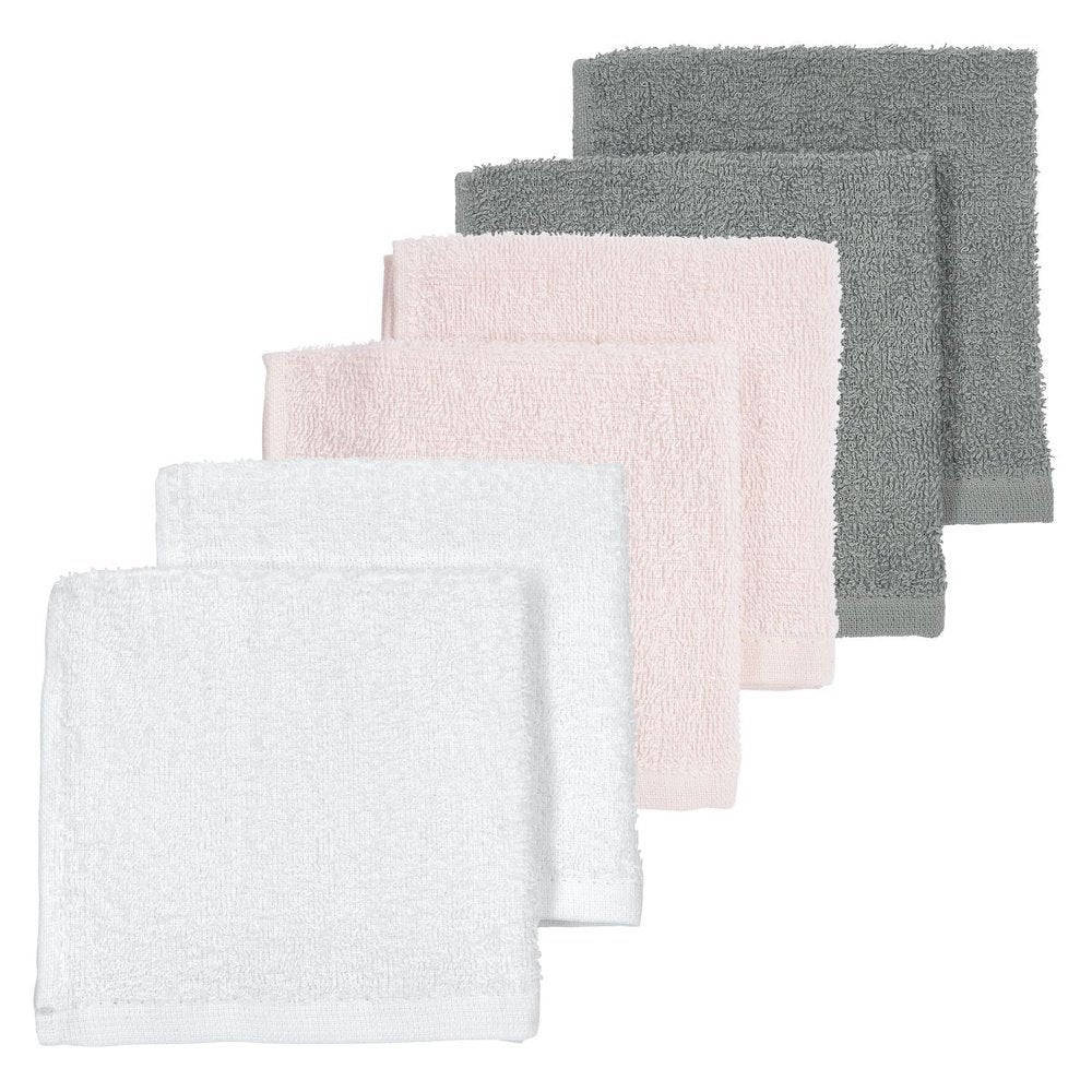 Meyco lingettes pour la bouche 30 x 30 cm lot de 6 en tissu éponge blanc/rose/gris