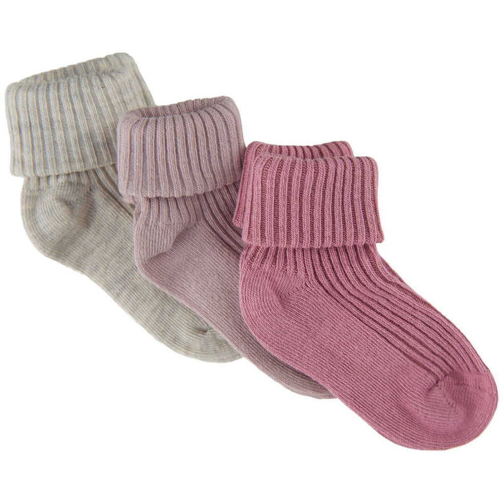 Minymo lot de 3 chaussettes bébé - Rose Smoke