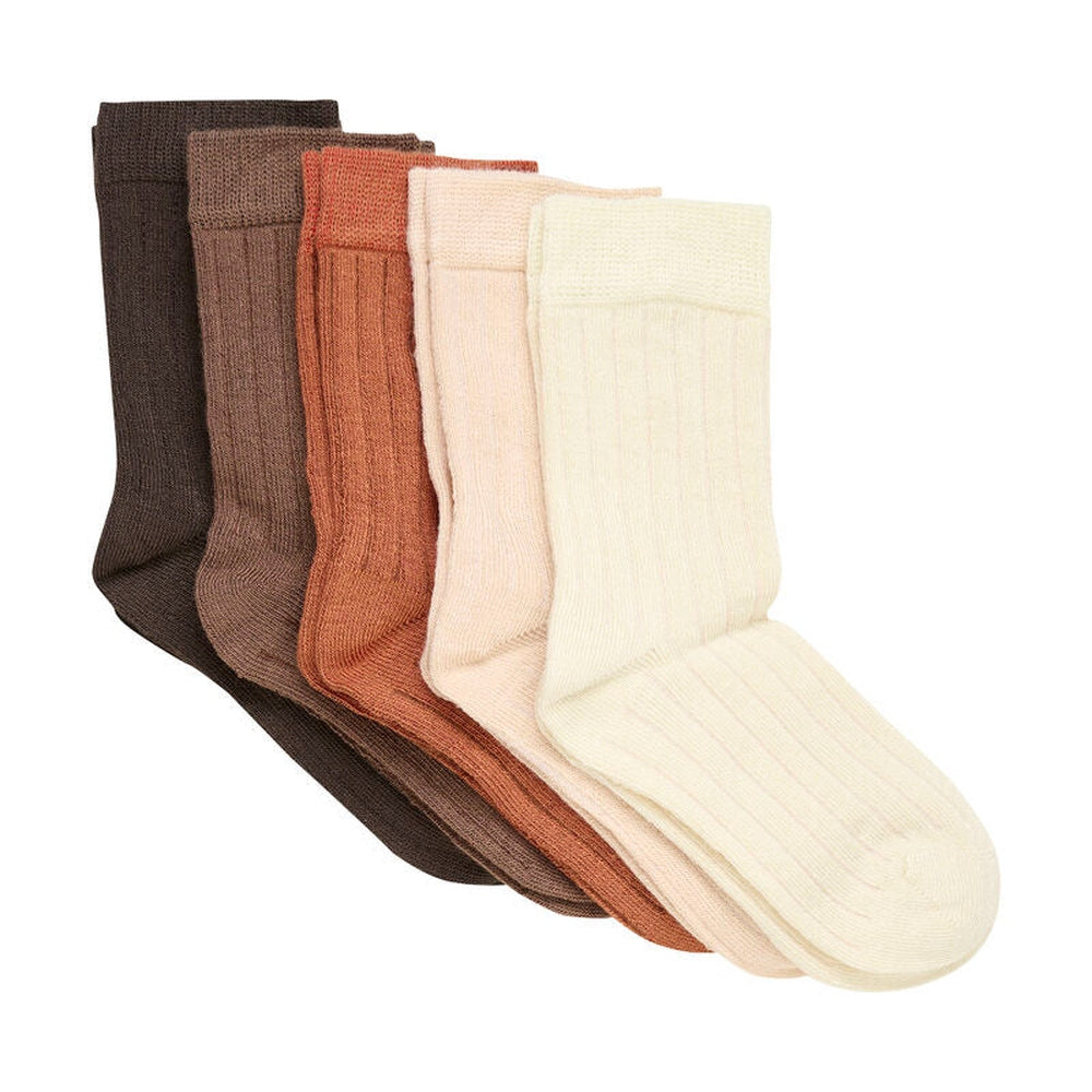 Minymo lot de 5 chaussettes en bambou - marron cacao