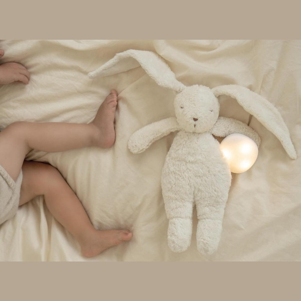 Moonie Lapin The Humming Bunny Organic 2.0 - Polar Natur | Peluche à bruit blanc avec veilleuse