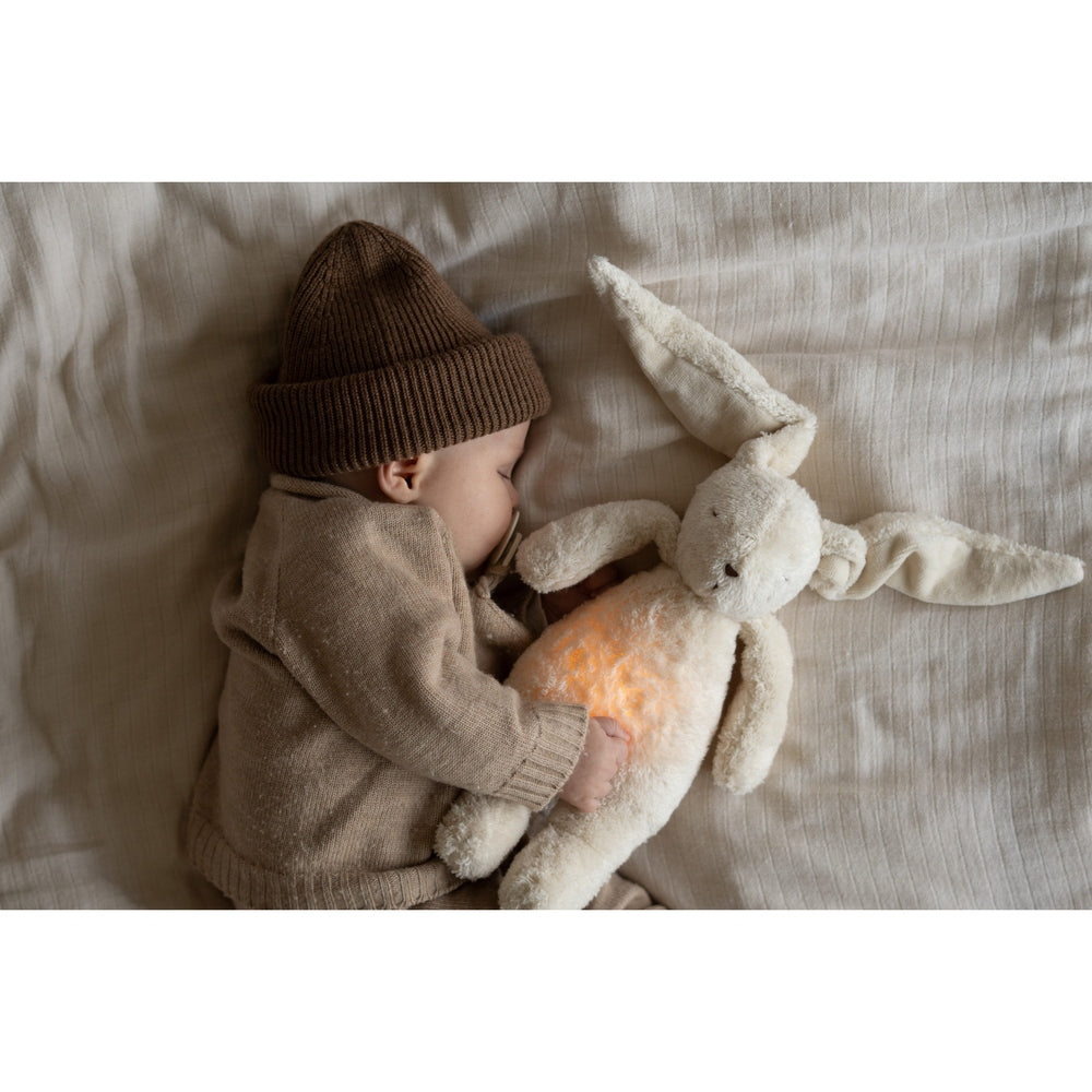 Moonie Lapin The Humming Bunny Organic 2.0 - Polar Natur | Doudou à bruit blanc avec veilleuse