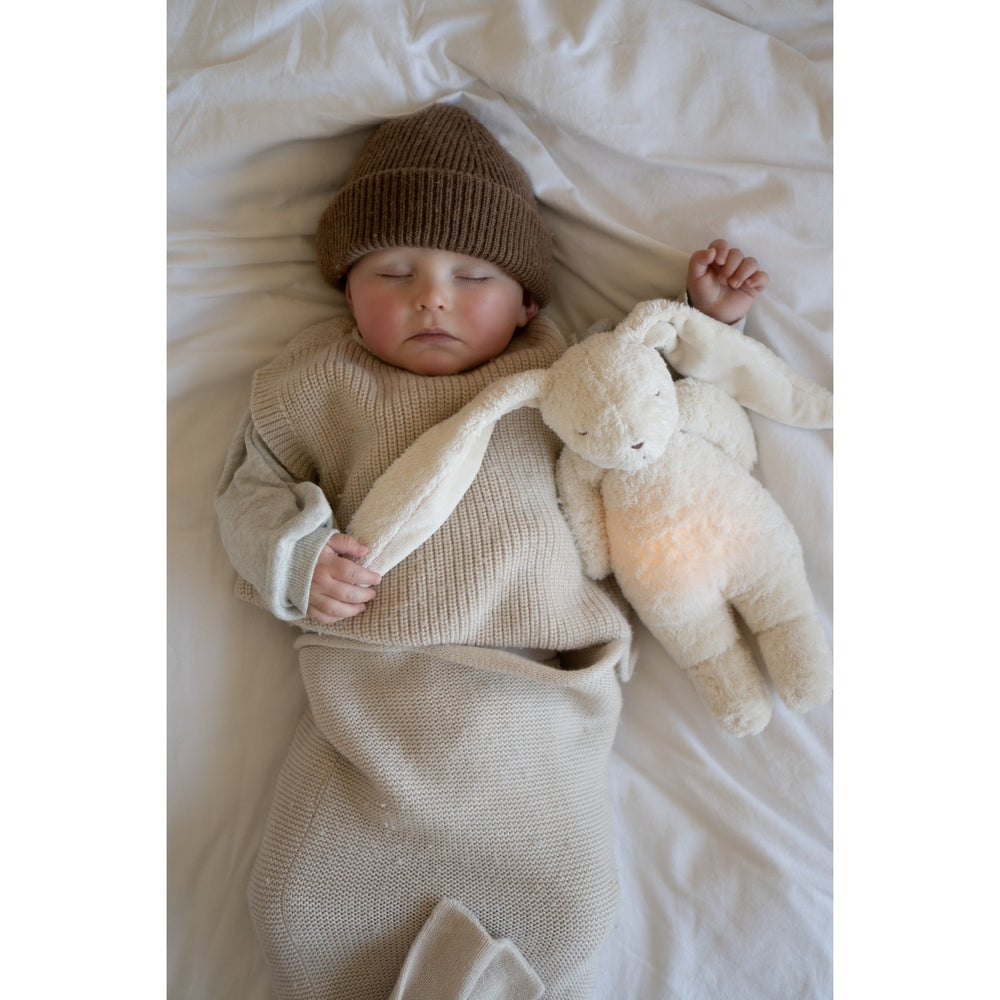 Moonie Lapin The Humming Bunny Organic 2.0 - Polar Natur | Peluche bruit blanc avec veilleuse