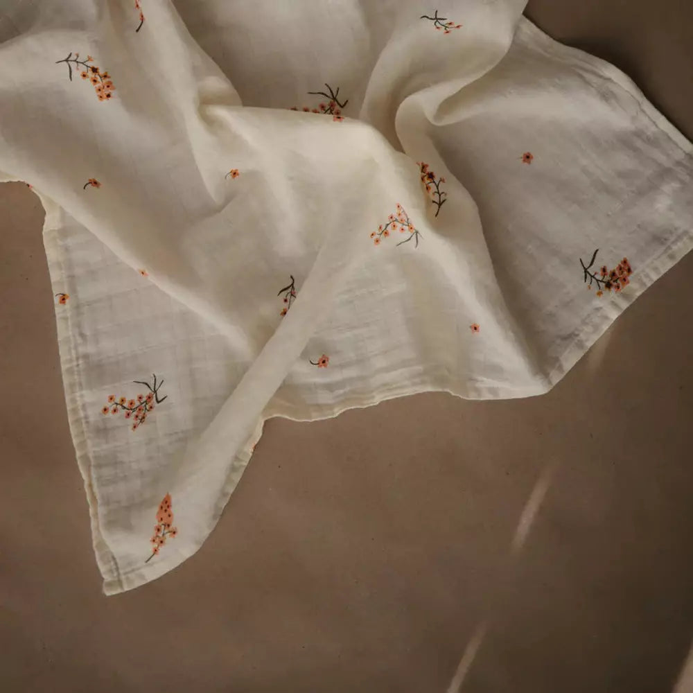 Mushie - Lot de 3 langes en mousseline - Fleurs