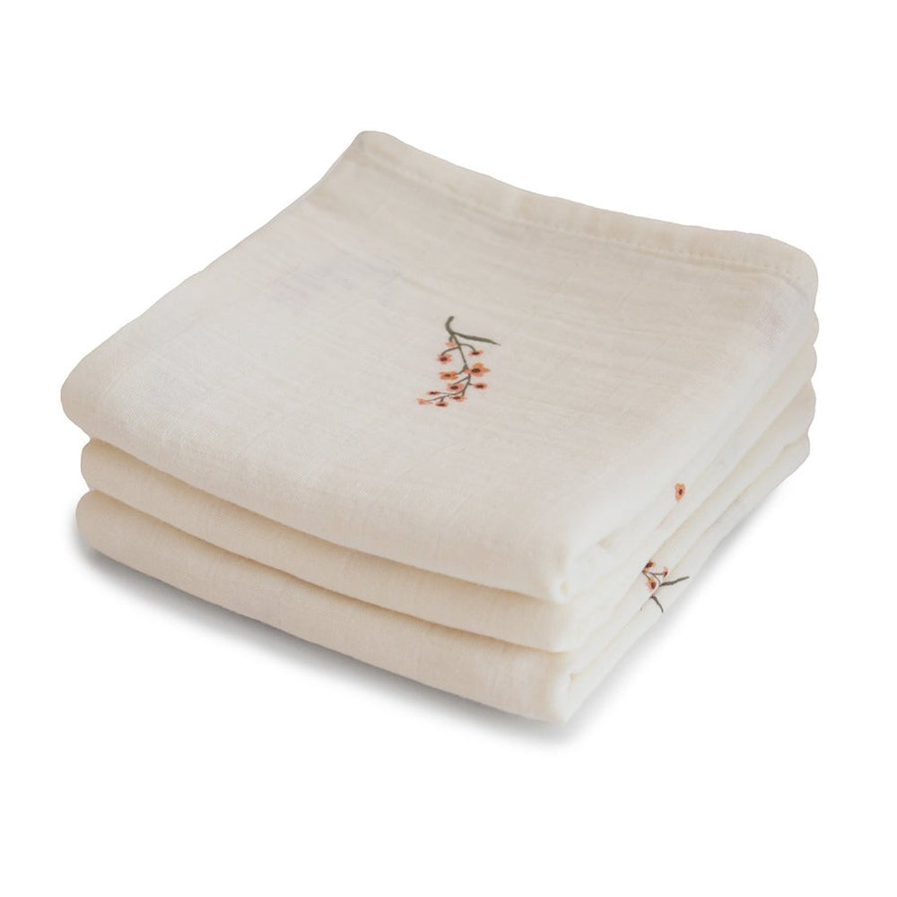 Mushie - Lot de 3 langes en mousseline - Fleurs