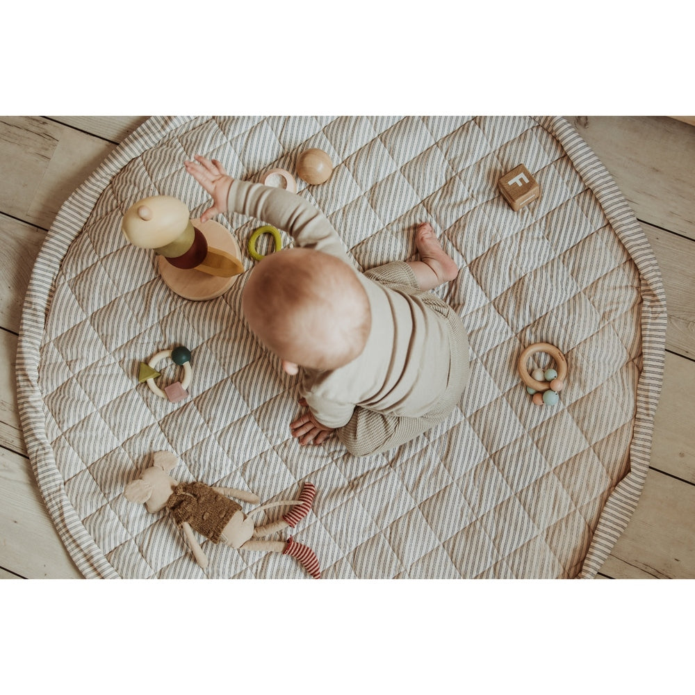 Play&Go Tapis de jeu 3-en-1 - Soft Organic - Rayures bleues