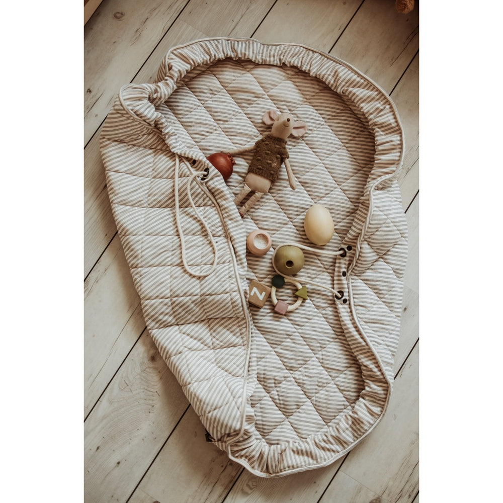 Play&Go Tapis d’éveil 3 en 1 - Doux bio - Rayures bleues