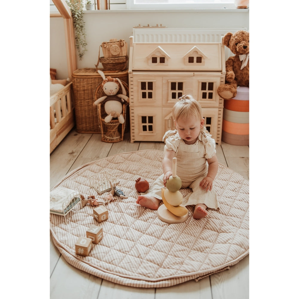 Play&Go Tapis de jeu 3-en-1 - Doux bio - Rayures marron