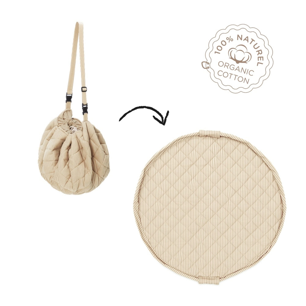 Play&Go Tapis de jeu 3-en-1 - Doux bio - Rayures marron