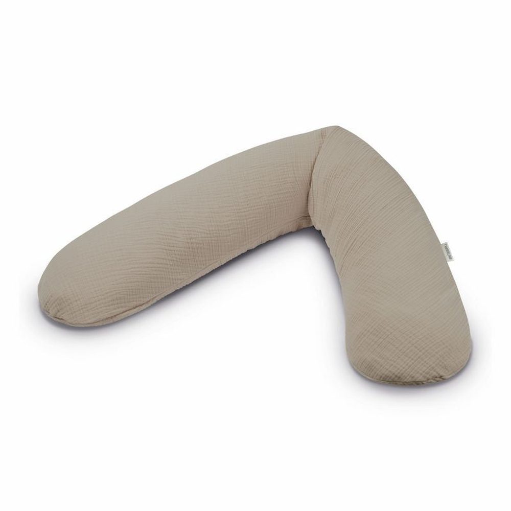 Theraline Coussin d'allaitement/coussin de grossesse - Original mousseline taupe