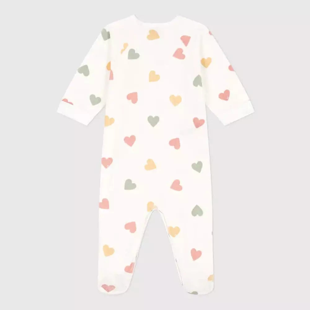 Petit Bateau | Pyjama bébé en velours à imprimé cœurs multicolores