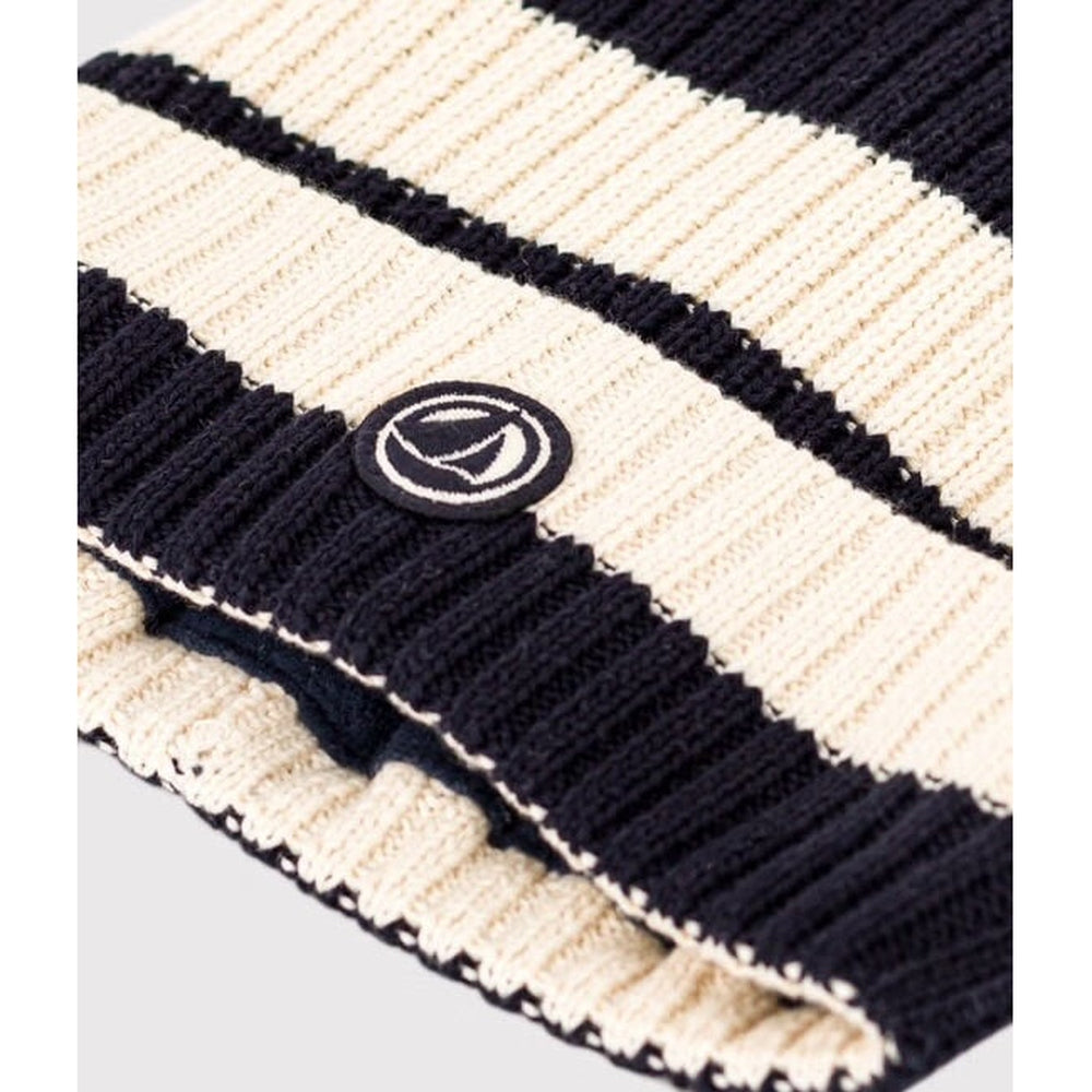 Petit Bateau Bonnet enfant en maille avec doublure polaire - rayé
