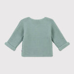 Petit Bateau | Cardigan bébé unisexe en maille côtelée - Sauge