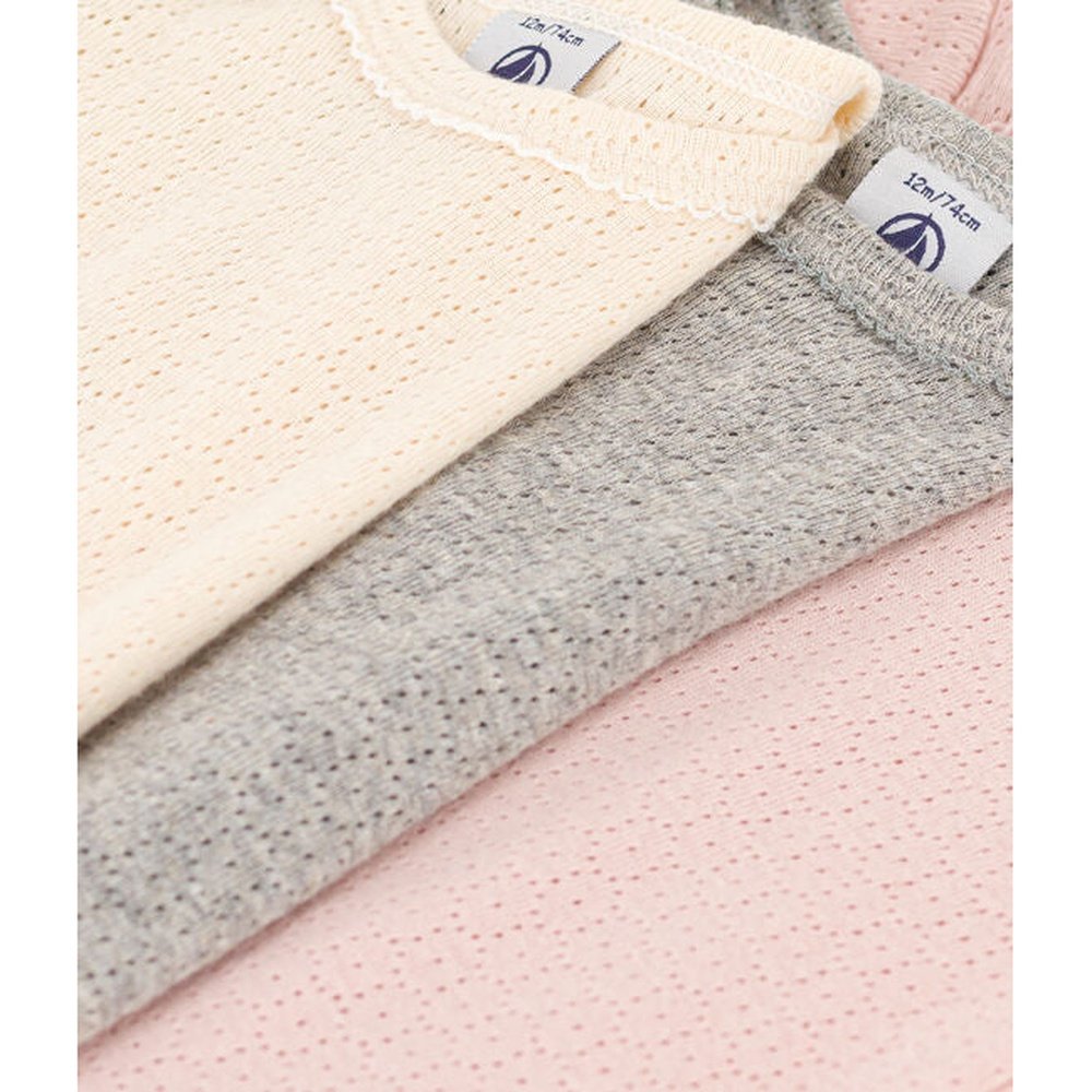 Petit Bateau | Lot de 3 bodies en coton uni à manches longues