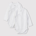 Lot de 2 bodies croisés à manches longues Petit Bateau blancs