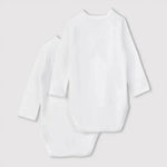 Lot de 2 bodies cache-cœur à manches longues Petit Bateau blancs