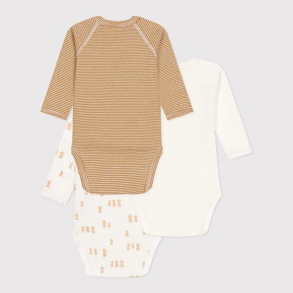 Petit Bateau | Lot de 3 bodies croisés en coton à manches longues