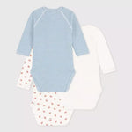 Lot de 3 bodies cache-cœur à manches longues Petit Bateau
