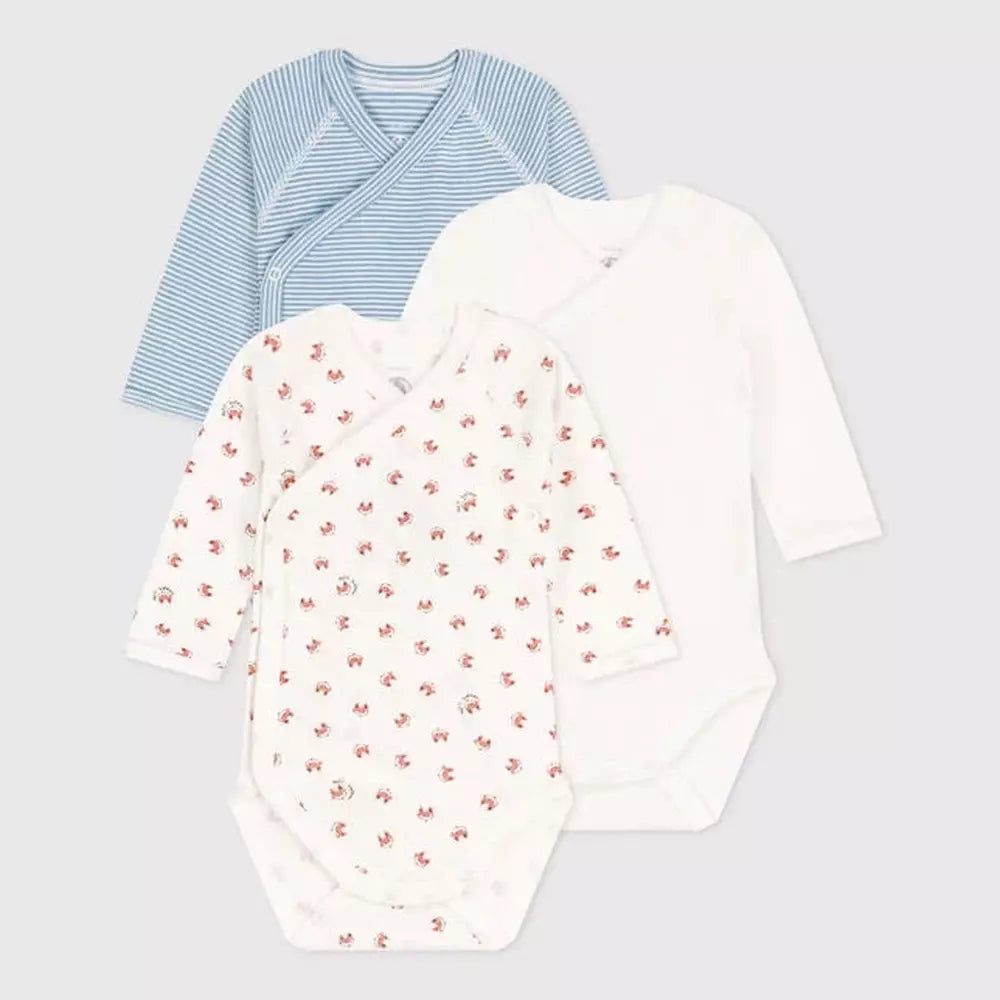 Set de 3 bodies croisés à manches longues Petit Bateau