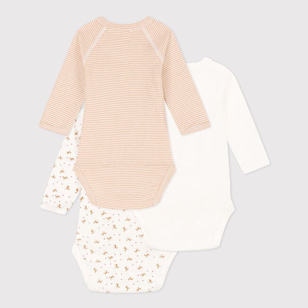 Lot de 3 bodies croisés à manches longues Petit Bateau