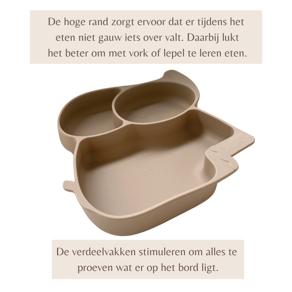 Assiette compartimentée Pinnawala avec ventouse l Beige