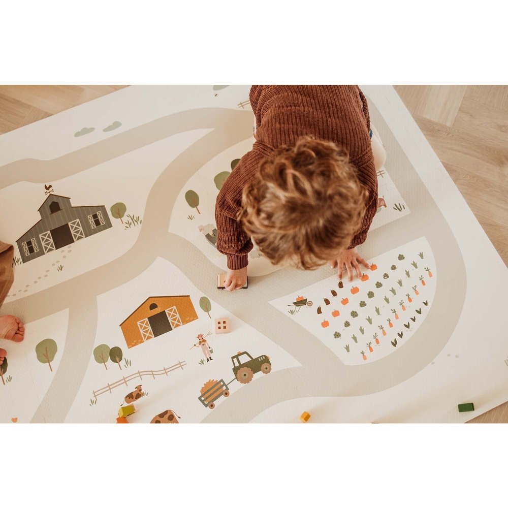 Play&Go Tapis de jeu puzzle - Eevaa 2In1 tapis puzzle/boîte de rangement - Farm | Foam