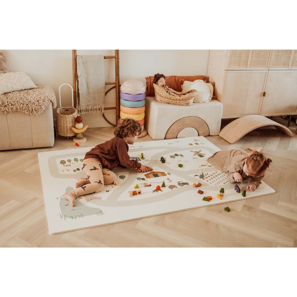 Play&Go Tapis de jeu puzzle - Eevaa 2In1 tapis puzzle/coffre de rangement - Farm | Foam