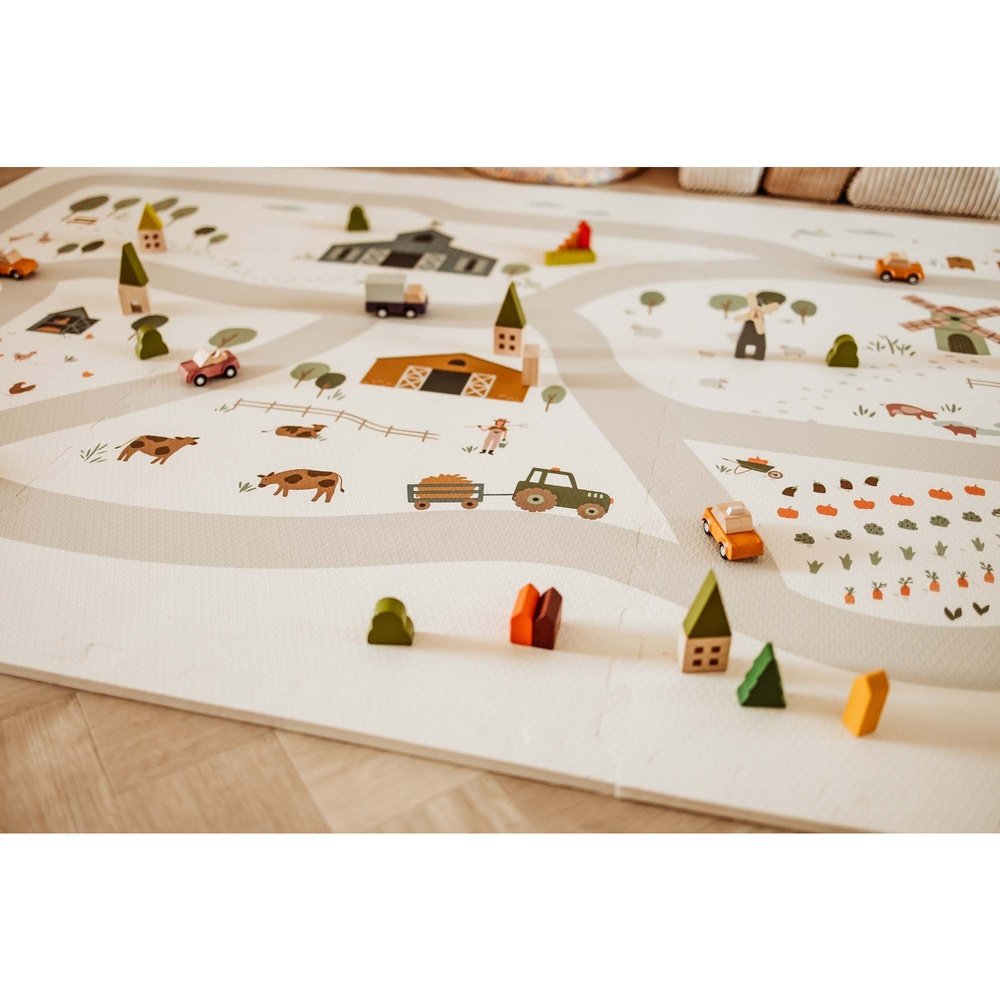 Play&Go Tapis de jeu puzzle - Eevaa Tapis puzzle/boîte de rangement 2-en-1 - Ferme | Mousse