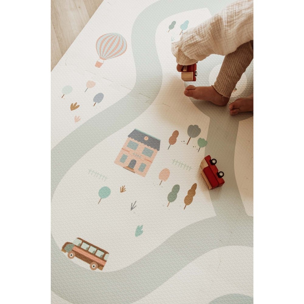 Play&Go Tapis de jeu puzzle - Eevaa 2-en-1 tapis puzzle/boîte de rangement - Village/Terrazzo