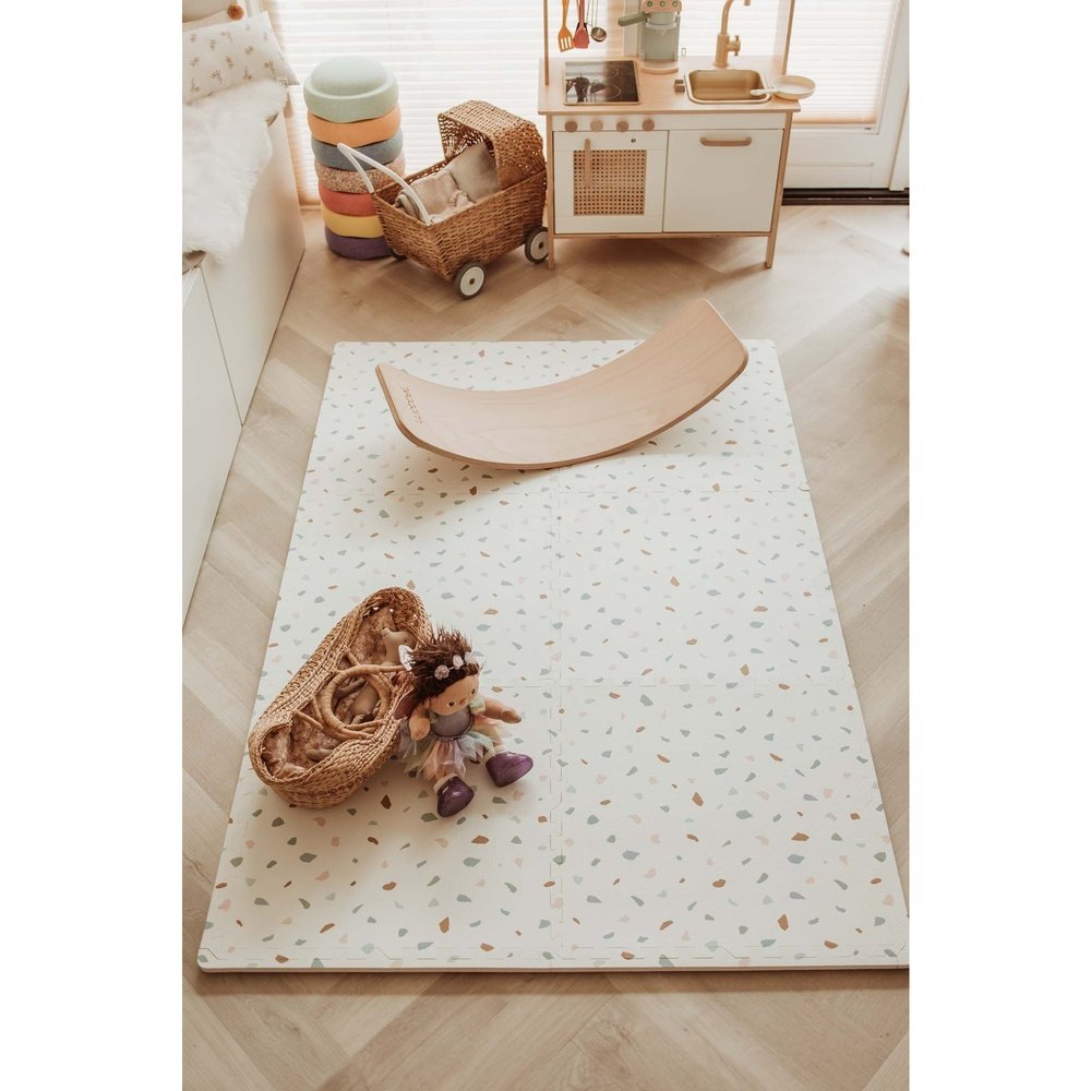 Tapis de jeu puzzle Play&Go - Eevaa 2-en-1 tapis puzzle/boîte de rangement - Village/Terrazzo