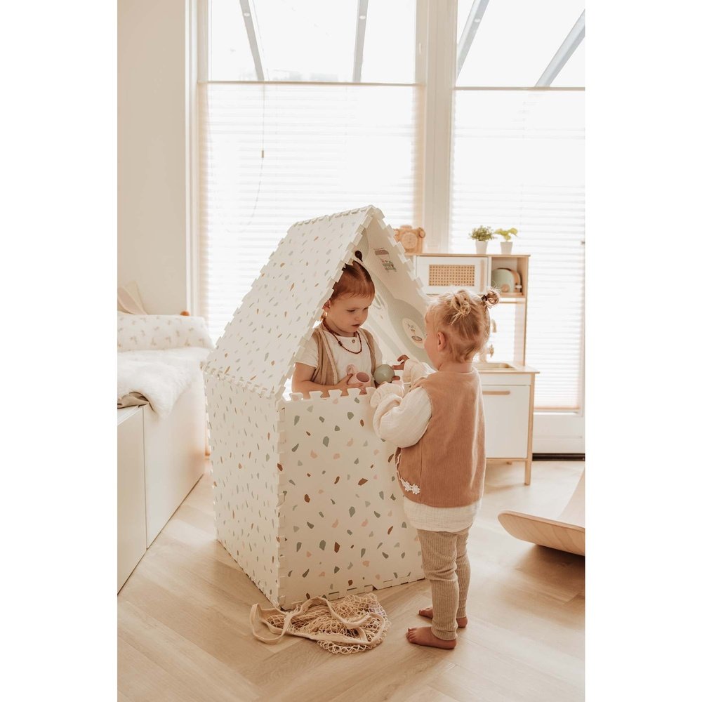 Play&Go Tapis de jeu puzzle - Eevaa tapis puzzle 2-en-1/boîte de rangement - Village/Terrazzo