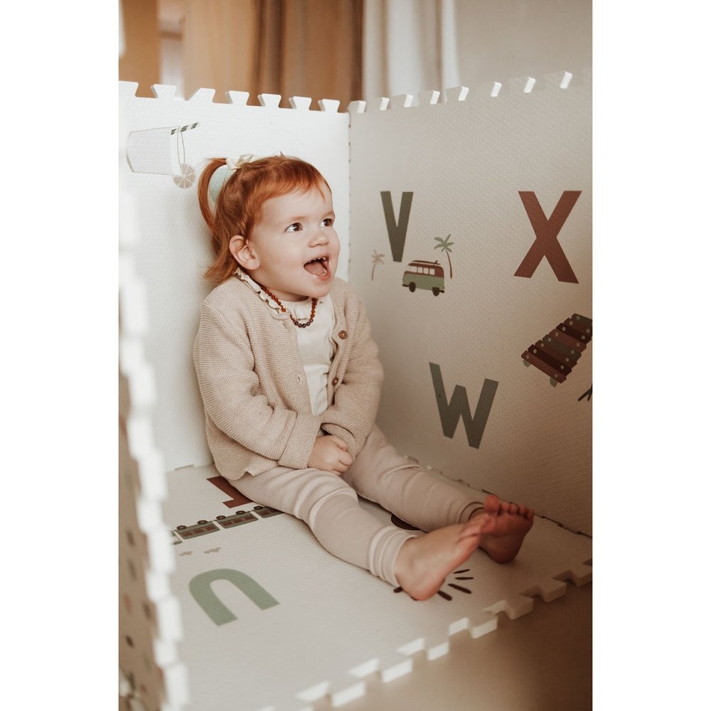 Tapis de jeu puzzle Play&Go - Eevaa tapis puzzle/boîte de rangement 2-en-1 - Alphabet/Terrazzo