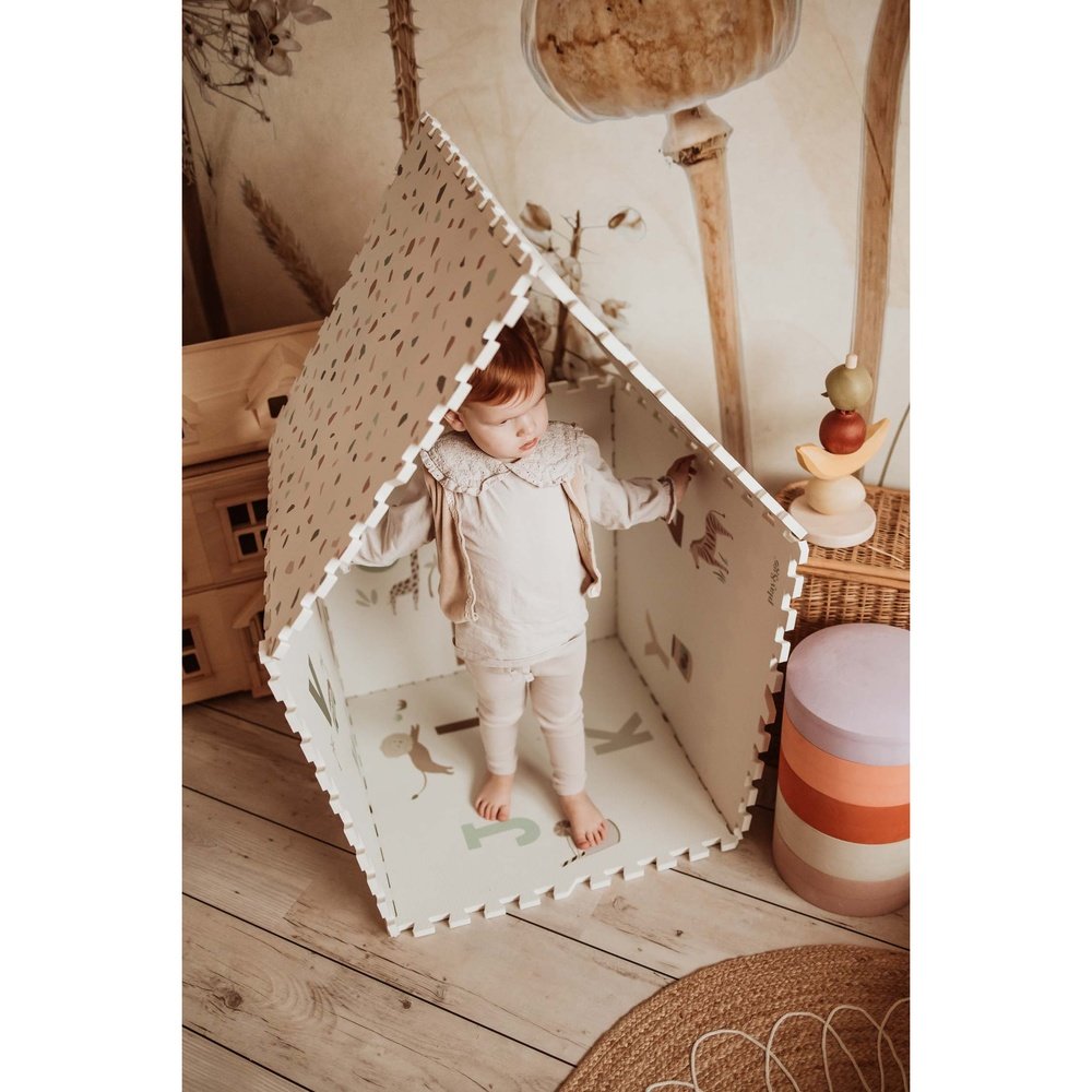 Play&Go Tapis de jeu puzzle - Eevaa tapis puzzle/boîte de rangement 2-en-1 - Alphabet/Terrazzo