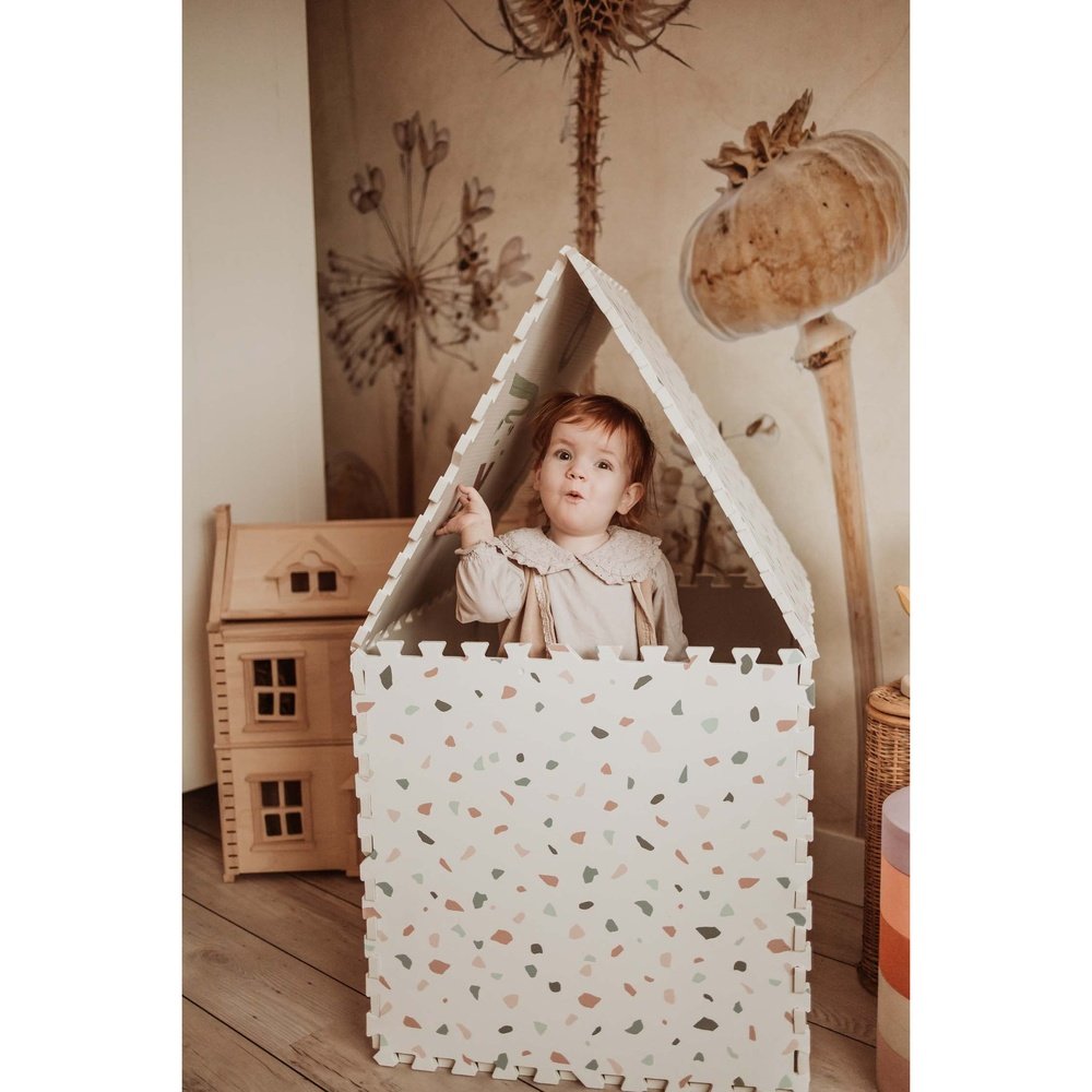 Play&Go Tapis de jeu puzzle - Eevaa 2 en 1 tapis puzzle/boîte de rangement - Alphabet/Terrazzo