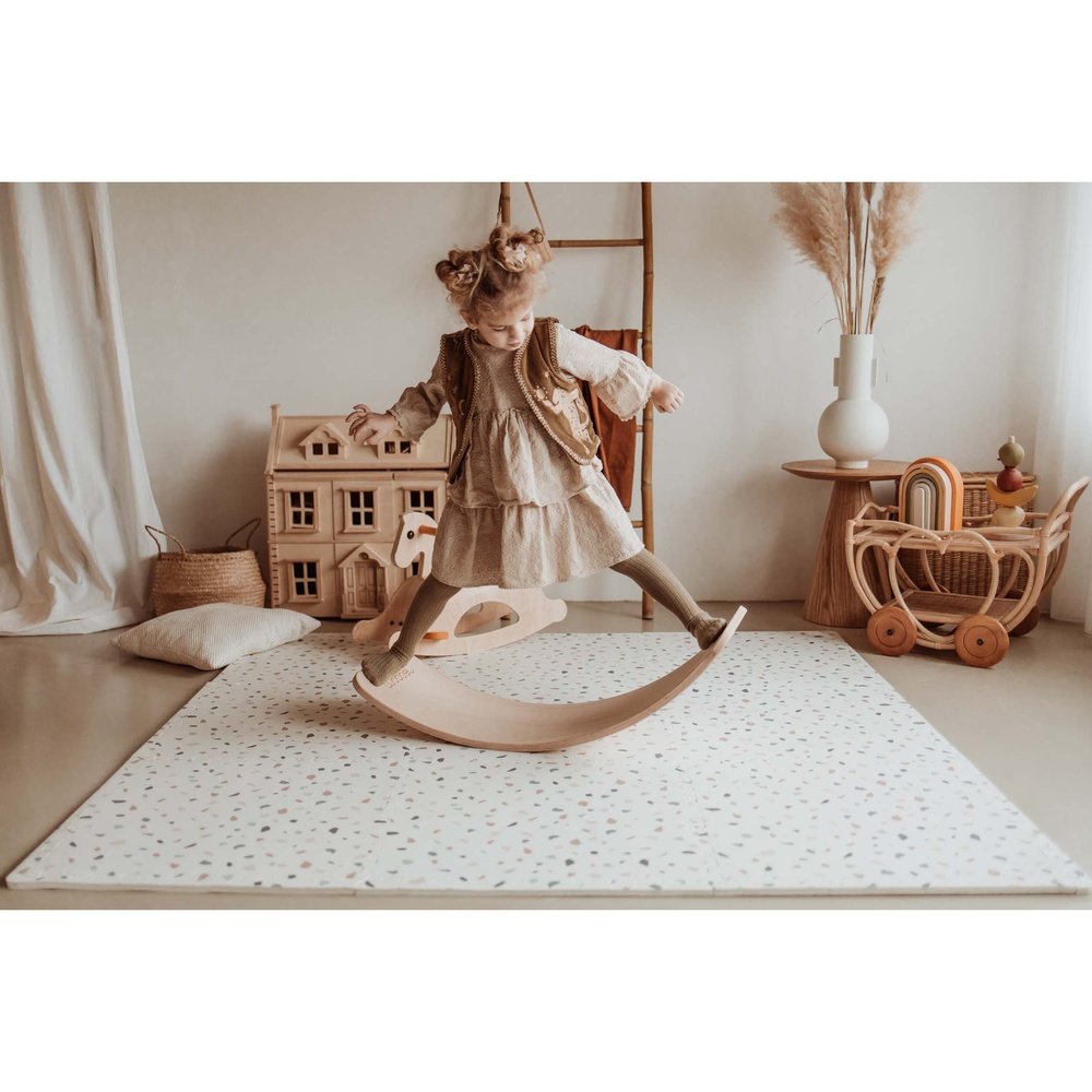 Tapis de jeu puzzle Play&Go - Eevaa 2-en-1 tapis puzzle/boîte de rangement - Alphabet/Terrazzo