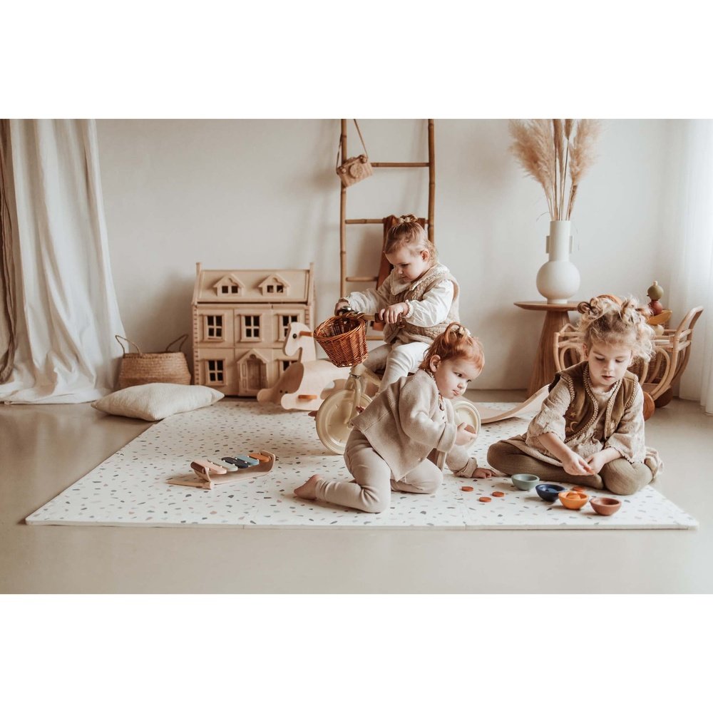 Tapis de jeu puzzle Play&Go - Eevaa tapis puzzle 2In1/boîte de rangement - Alphabet/Terrazzo