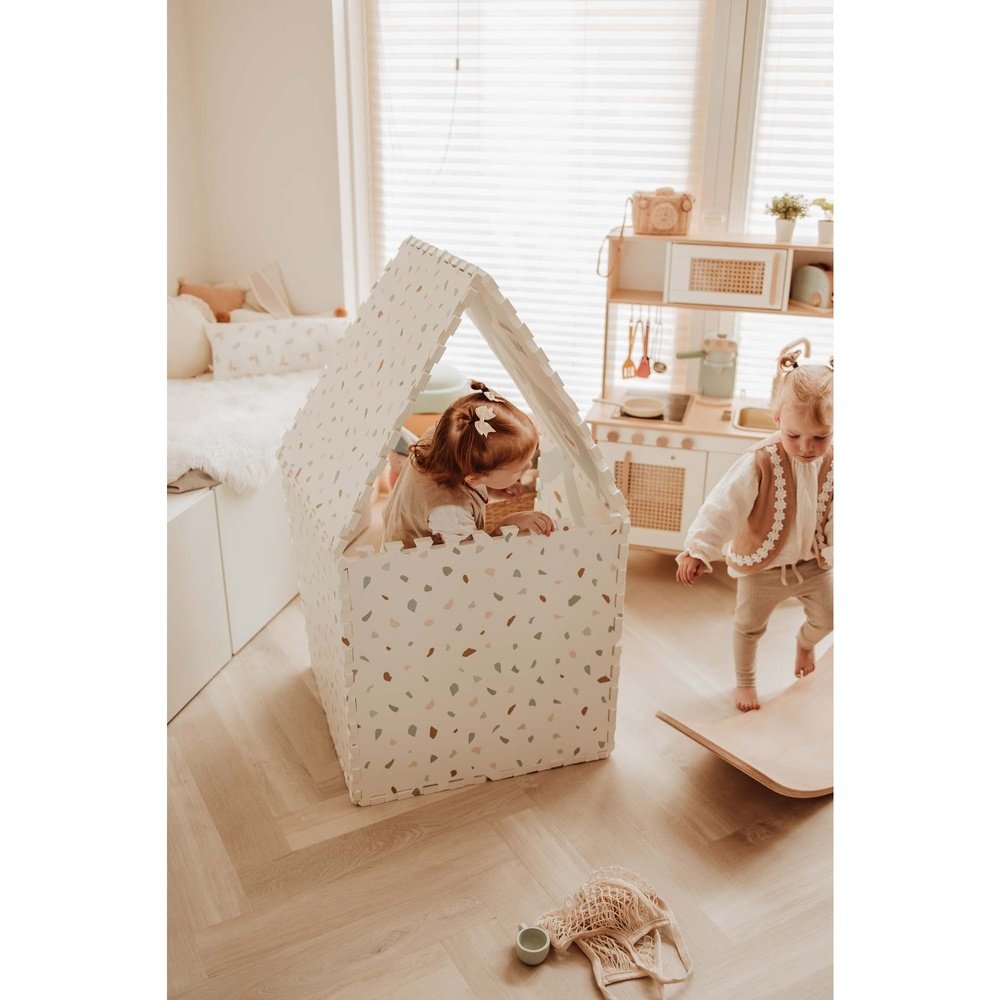 Play&Go Tapis de jeu puzzle - Eevaa tapis puzzle 2-en-1/boîte de rangement - Village/Terrazzo