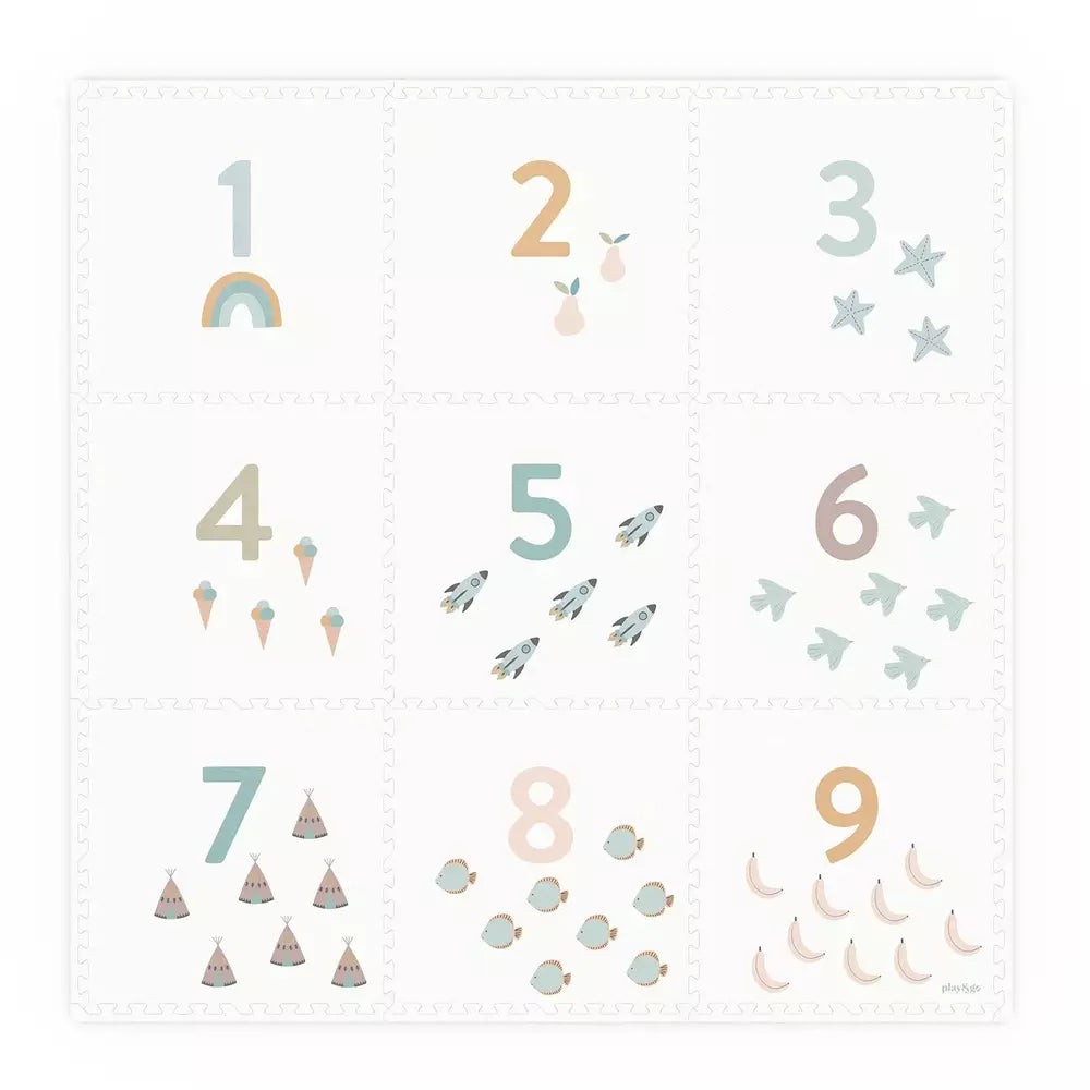 PLAY&GO TAPIS DE JEU PUZZLE - EEVAA TAPIS PUZZLE 2 EN 1/BOÎTE DE RANGEMENT - NOMBRES/POINTS