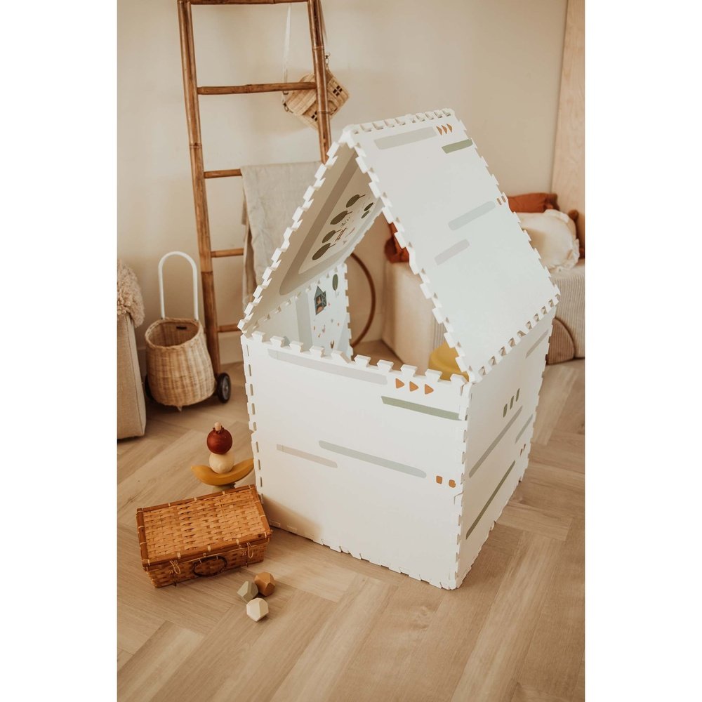 Tapis de jeu puzzle Play&Go - Eevaa 2-en-1 tapis puzzle/boîte de rangement - Ferme | Mousse