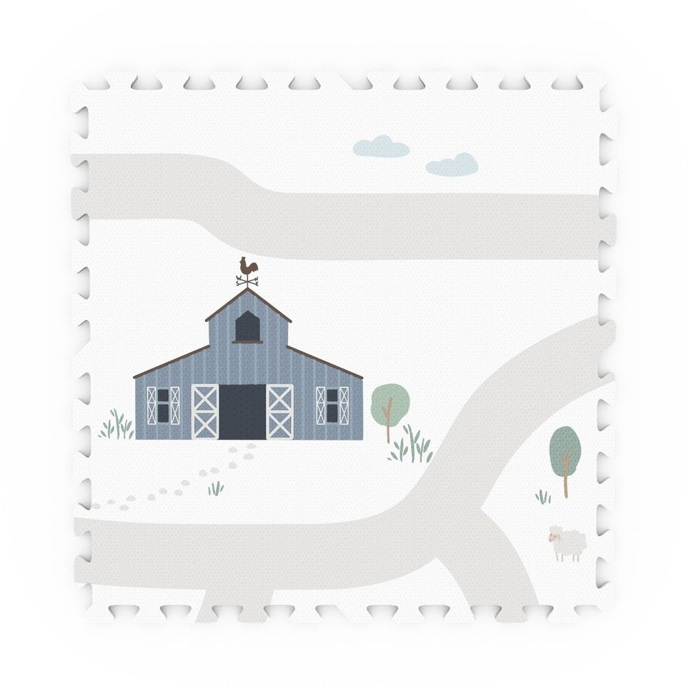 Play&Go Tapis de jeu puzzle - Eevaa Tapis puzzle/boîte de rangement 2-en-1 - Ferme | Mousse