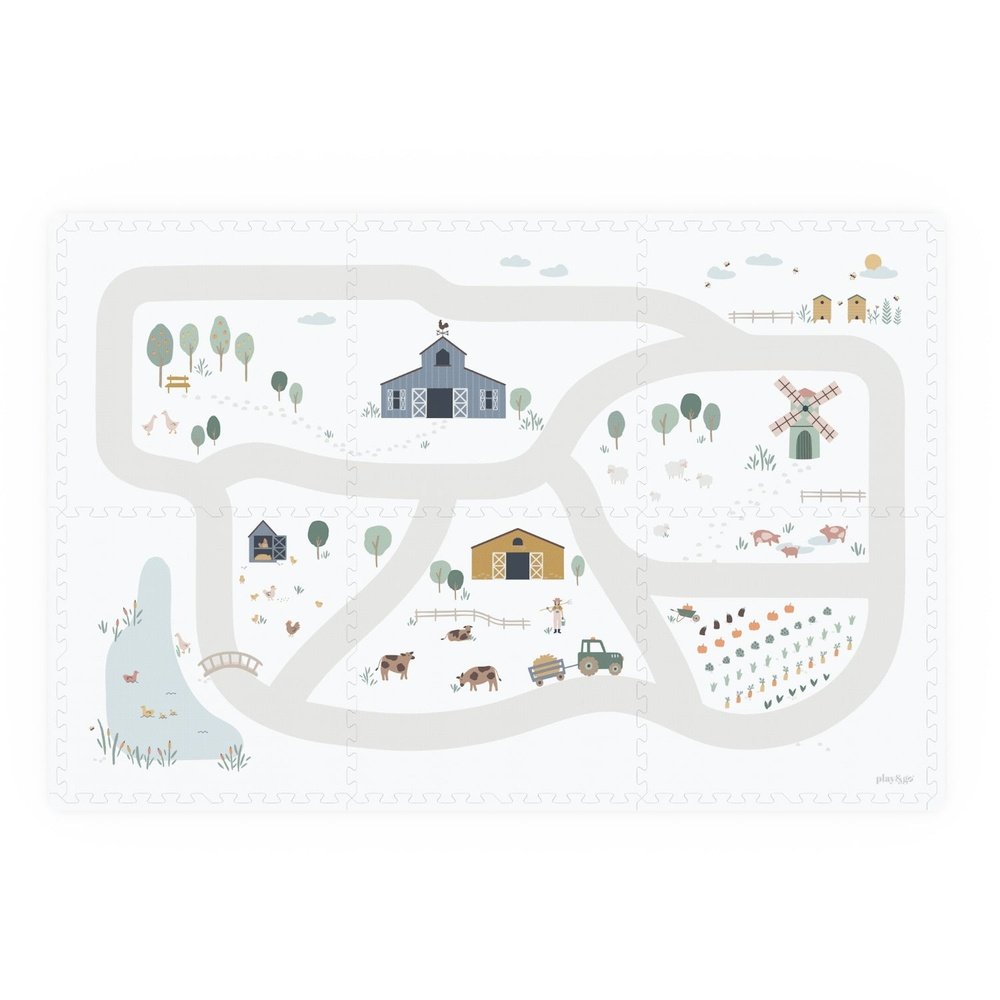 Tapis de jeu puzzle Play&Go - Eevaa puzzle 2-en-1/tapis de rangement - Ferme | Mousse