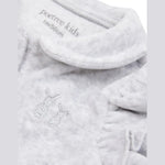 Grenouillère bébé en velours ultra doux gris chiné avec volants