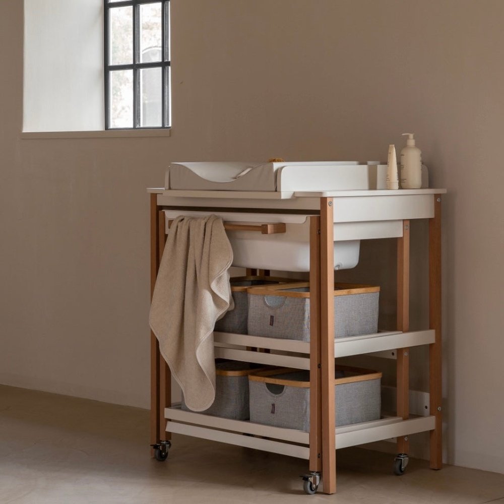 TABLE À LANGER AVEC BAIGNOIRE SMART - ARGILE NATURELLE