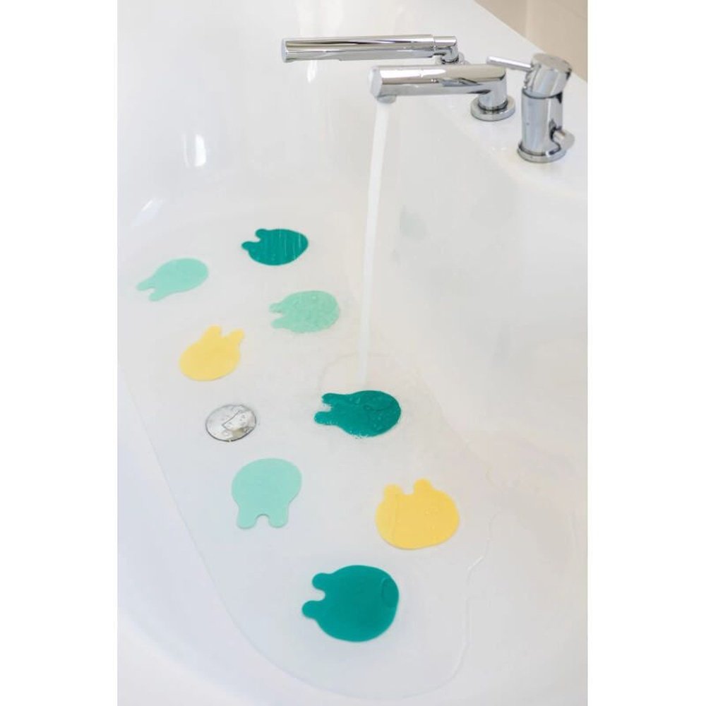 Tapis antidérapants pour baignoire - Grippi Bath Buddies 8 pièces - Green/Yellow