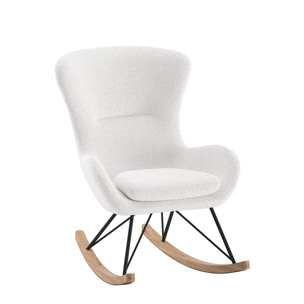 Jaxx fauteuil à bascule en bouclé blanc