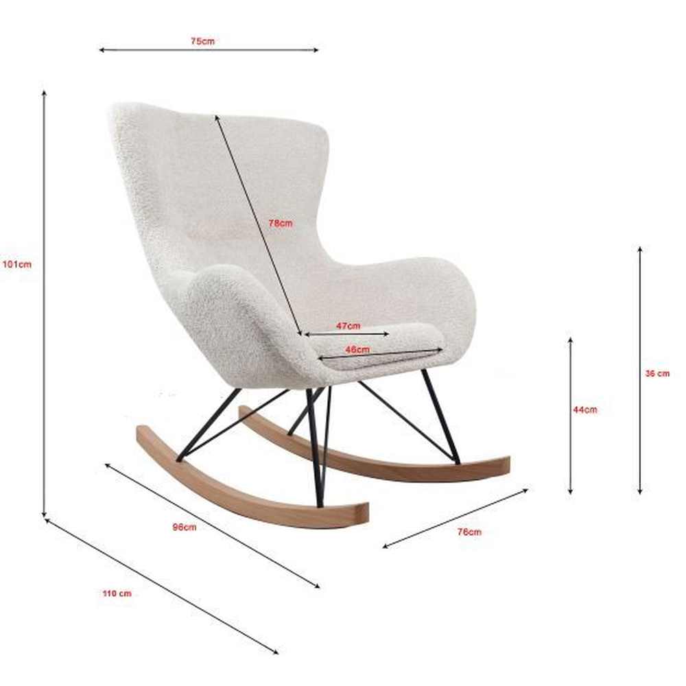 Fauteuil à bascule Jaxx en bouclette blanc