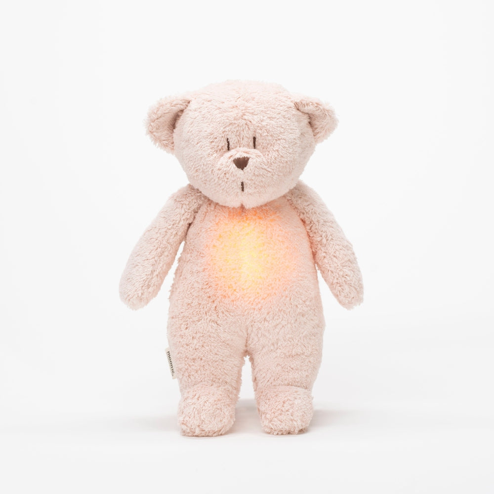 Peluche Moonie - The Humming Bear Organic 2.0 - Rose naturel | Peluche à bruit blanc avec veilleuse