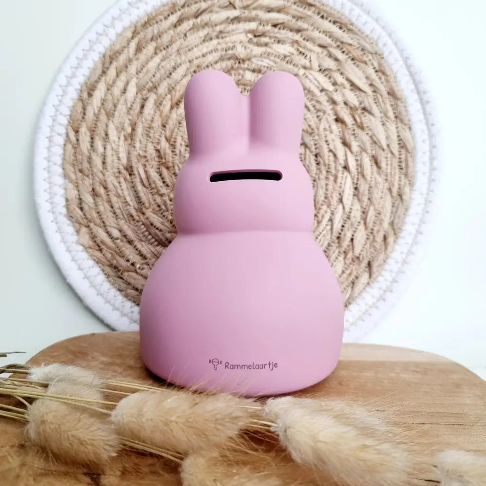Tirelire flexible en silicone - lapin rose