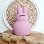 Tirelire flexible en silicone - lapin rose